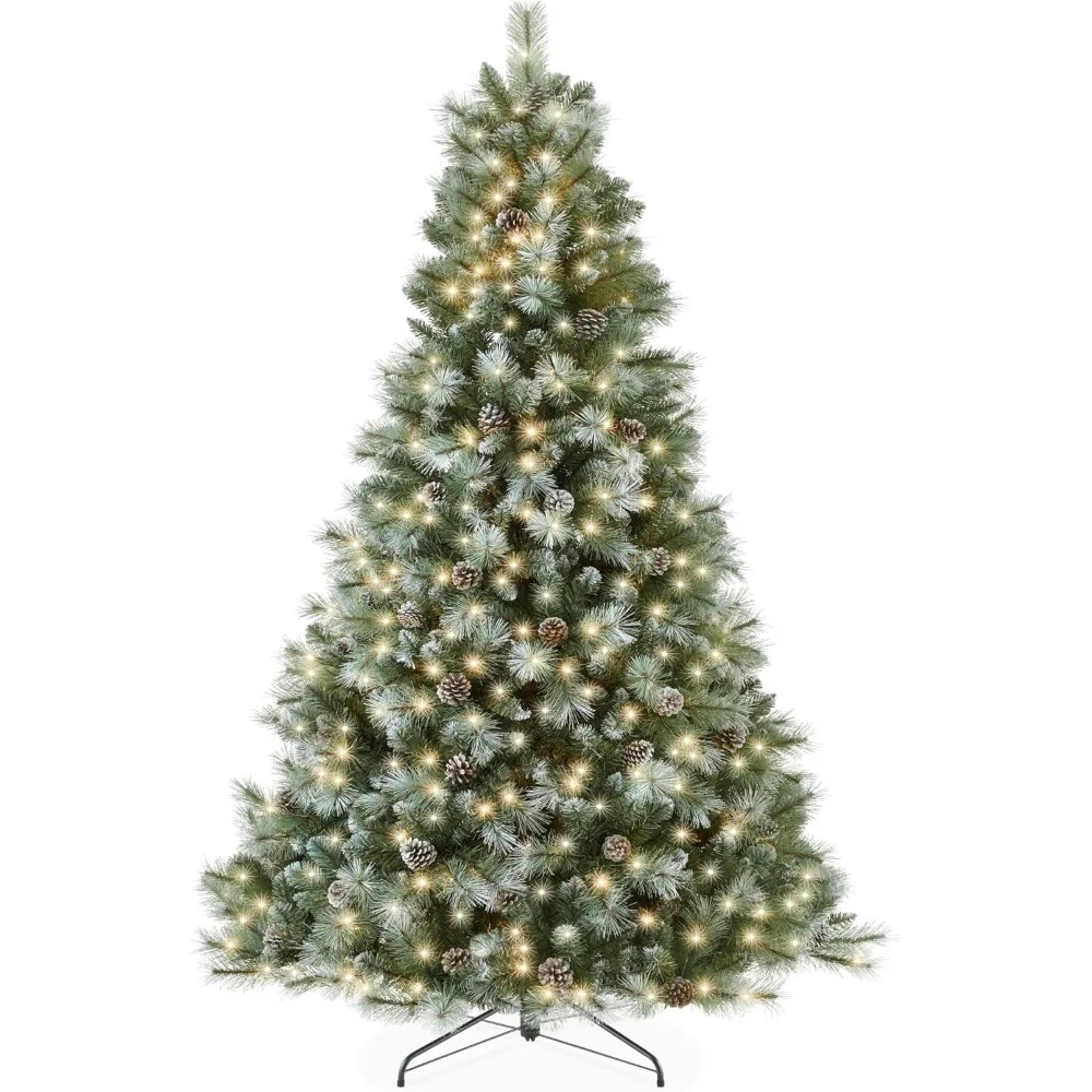 

12ftPre-Lit Scotch Pine Christmas Tree,Premium Frosted Pre-Decorated Artificial Holiday Decor w/3,630 Branch Tips,Cordless Setup