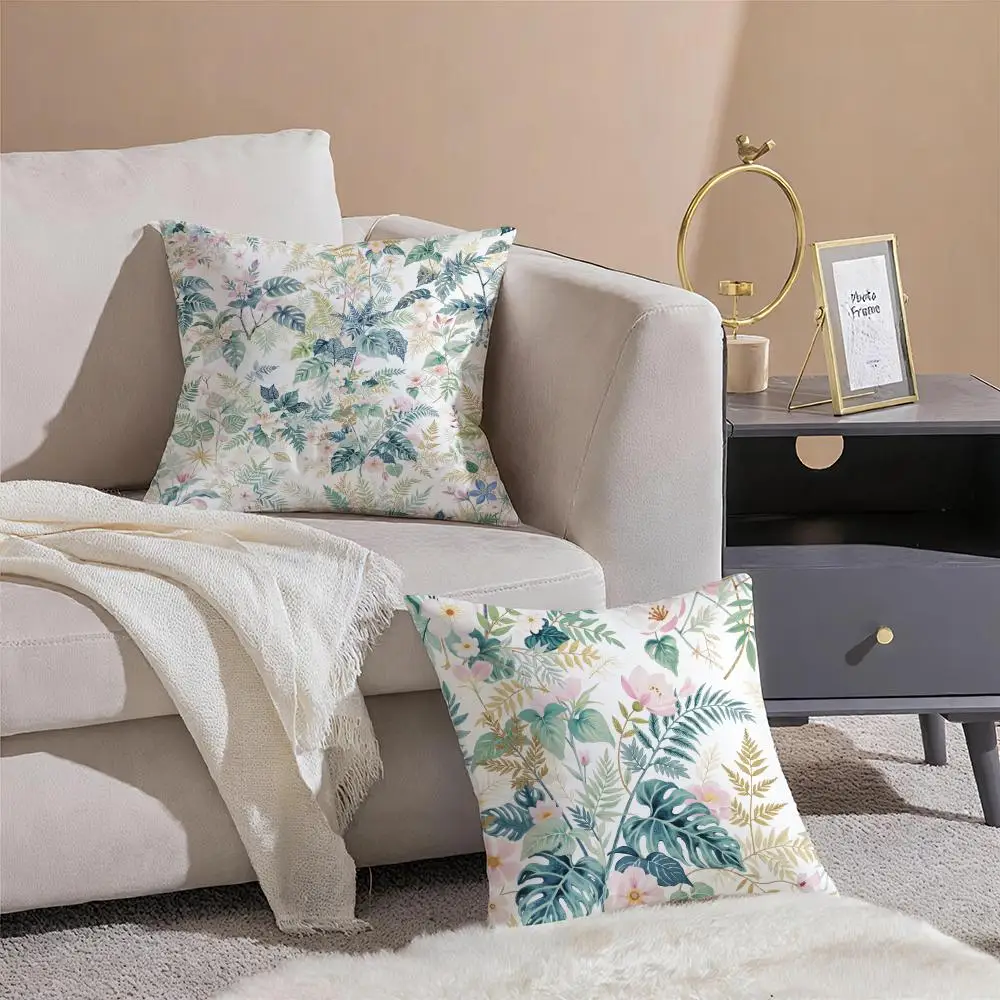 Classic retro watercolor style floral pattern Cushion Cover Linen Cushion Cover Soft Decorative Case for Sofa Home Decor