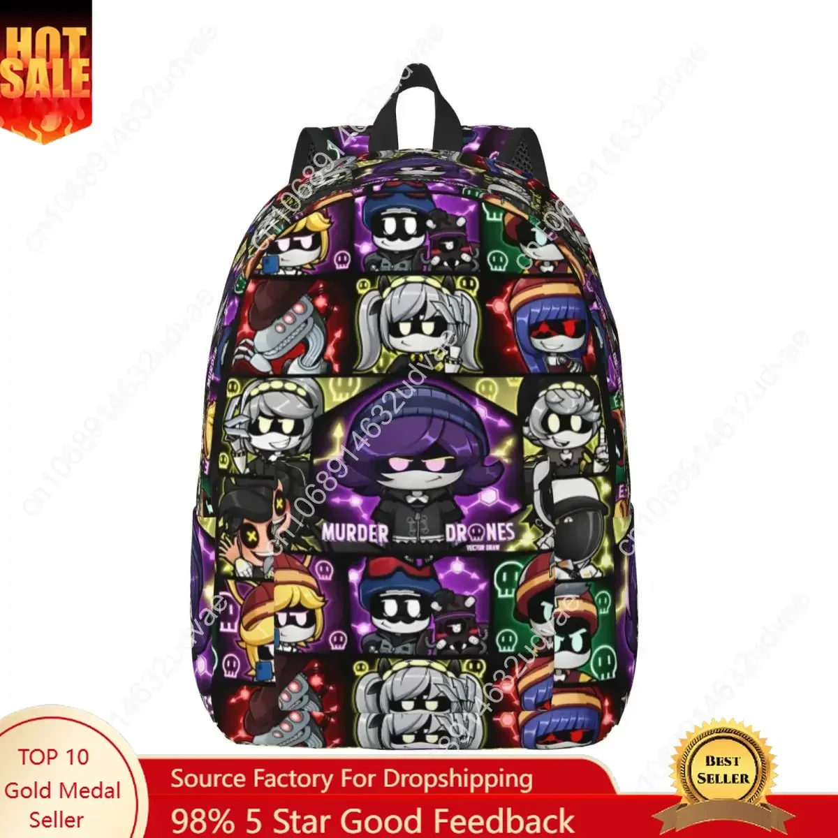 Murder Drones Fanart Chibis Backpack for Men Women Fashion High School Work Daypack UZI Cartoon Laptop Shoulder Bag Gift