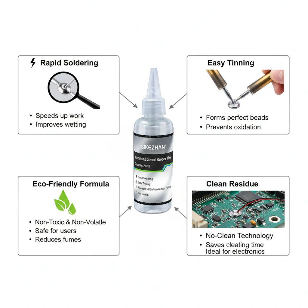 30ml Multifunctional Solder Flux for PCB SMD BGA Repair, No-Clean Non-Corrosive, Easy Tinning Welding Aid for Electronics Rework