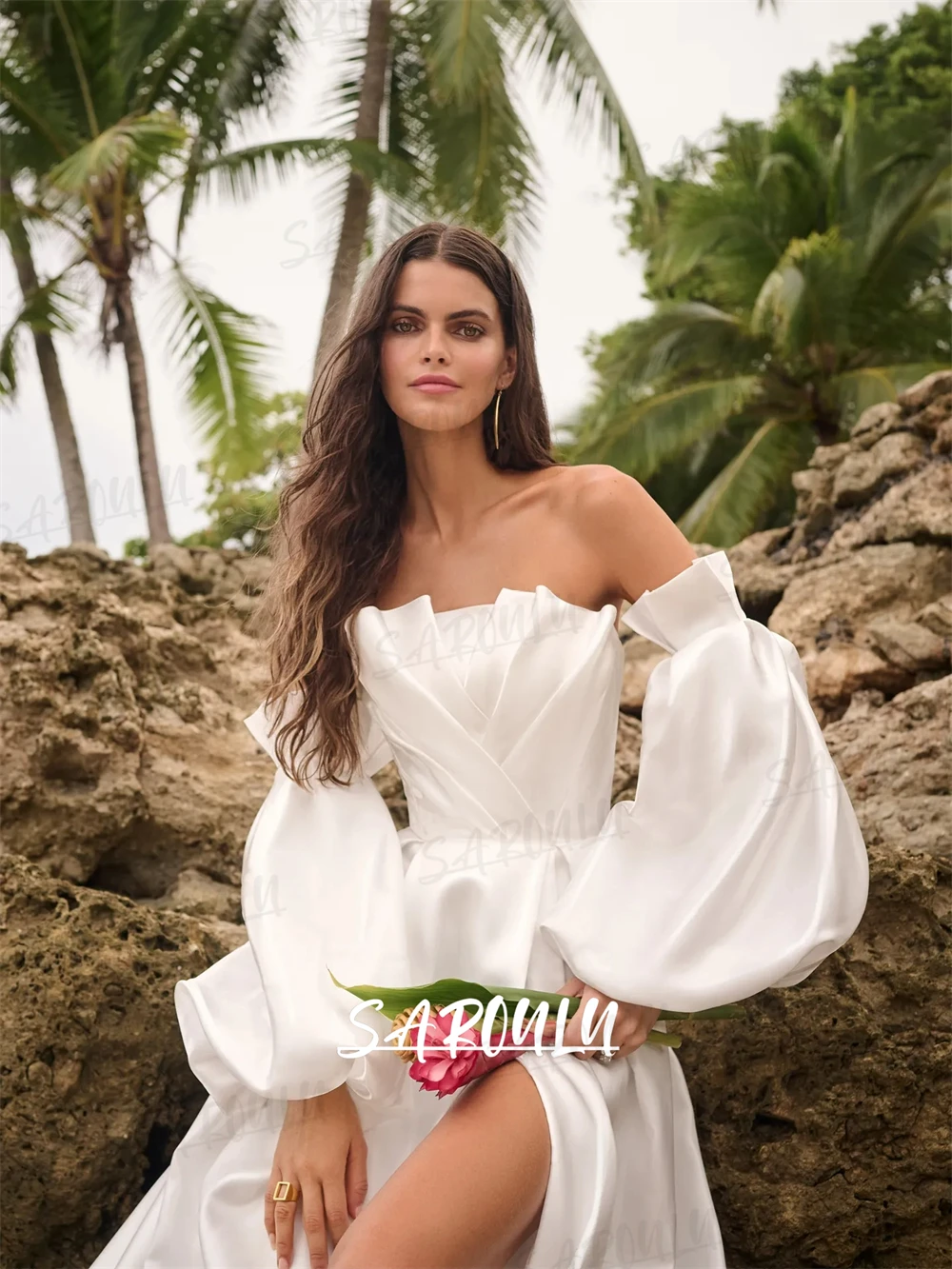 Robe de mariée en Satin Simple et Chic pour mariées, robes de mariée modernes personnalisées avec traîne Court, robe de mariée longue destination, 2025