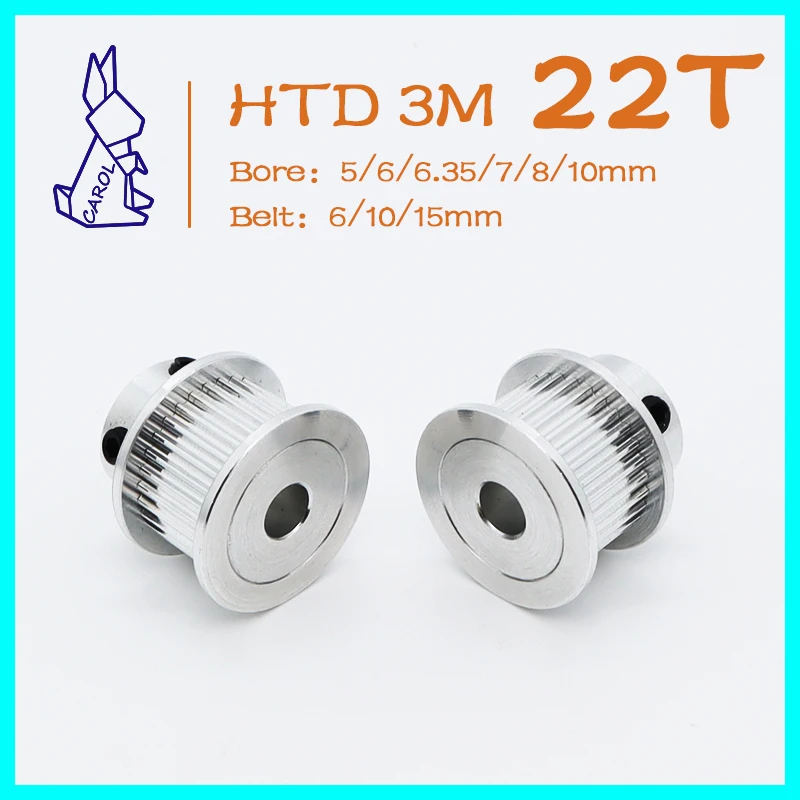 22Teeth HTD 3M Timing Pulley Synchronous Wheel 3M 22T Bore 5 6 7 8 10mm Pulley 3M Belt Width 6/10/15mm HTD3M Timing Belt Pulley