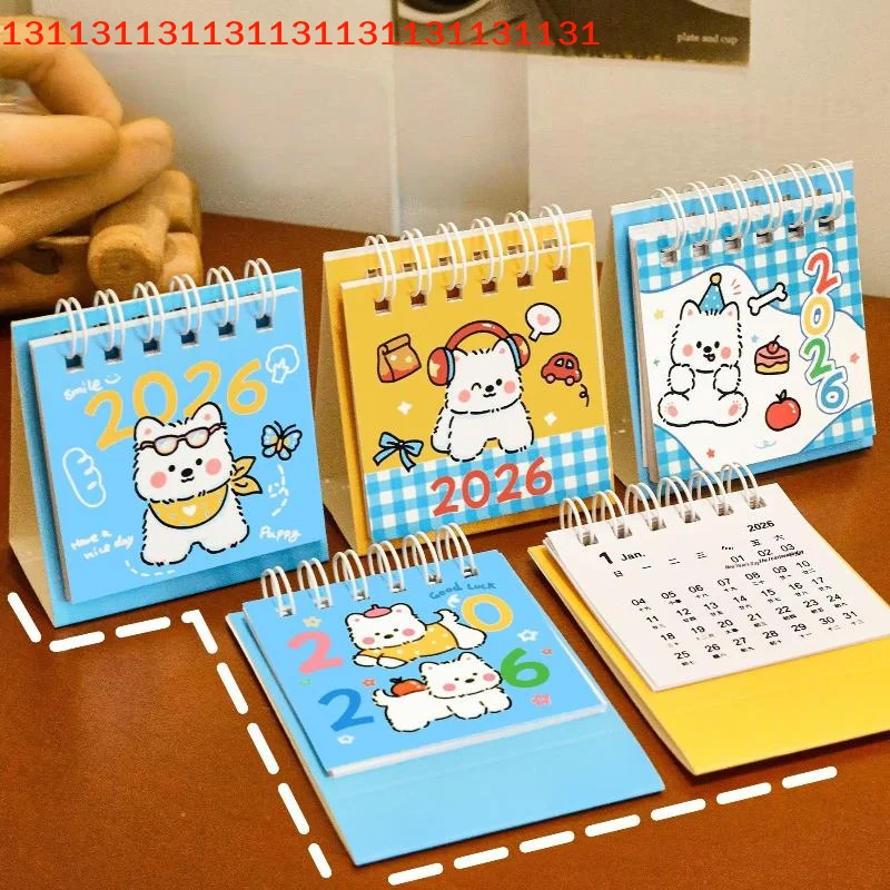 Year Adorable Cartoon Dog Small Desk Calendar Convenient Pocket Calendar Desktop Decoration Gifts
