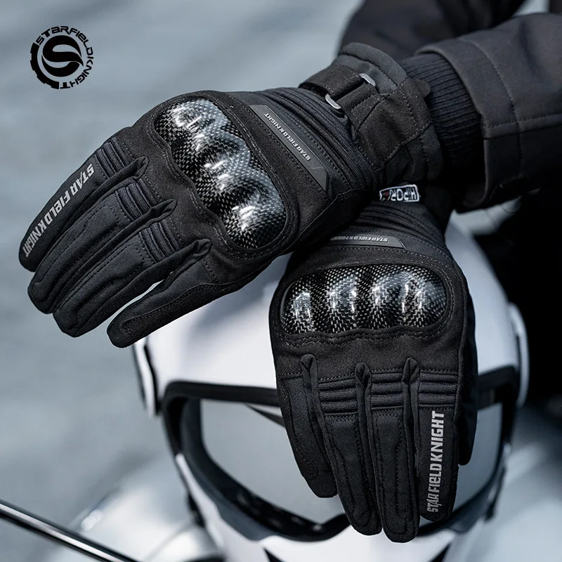 STAR FIELD KNIGHT SKG-558 Winter Motorcycle Gloves Men Women Waterproof Windproof Touchscreen Carbon Fiber Knuckle Riding Gloves