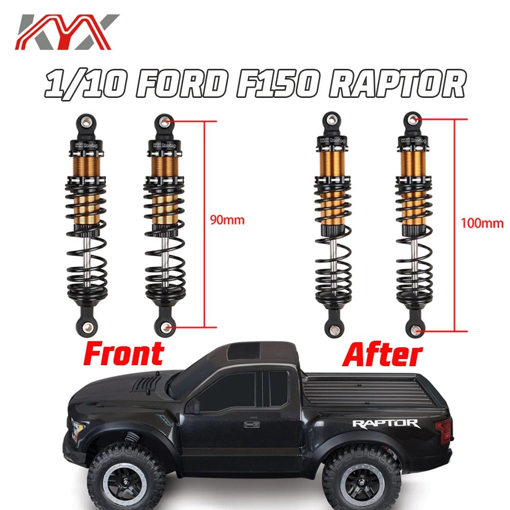 KYX 90/100mm Shock Absorber for 1/10 F150 RAPTOR Short Card Front and Rear Single Tube Shock Absorber Remote Control Car Parts