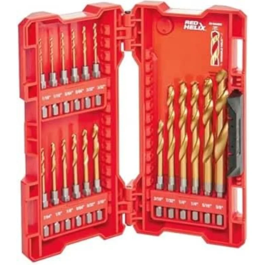 

48-89-4680 18-Piece Shockwave Impact Duty Thunderbolt Titanium Drill Bit Set w/Anti-Walking 135 Degree Angled Tip and Storage C