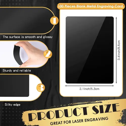 Imagen 2 del producto 50/250 Uds. Espacios en blanco de grabado láser hoja de aluminio tarjeta de visita de grabado láser tarjetas de regalo multiusos DIY 86x54x0,21mm