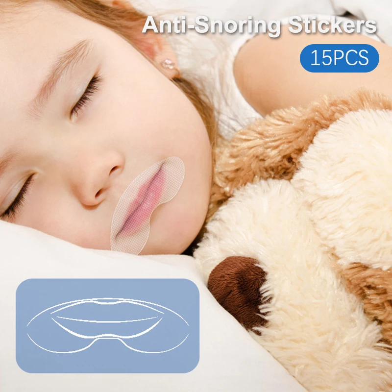 △ 15Pcs Anti-Snoring Stickers For Children Adult Night Sleep Lip Nose Breathing Improving Patch Mouth Correction Sticker Tape
