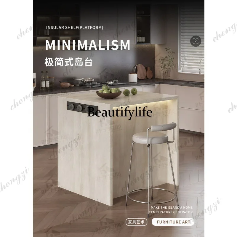 L181 Household removable bar integrated kitchen extended rock slab island table dining table cabinet extremely narrow locker