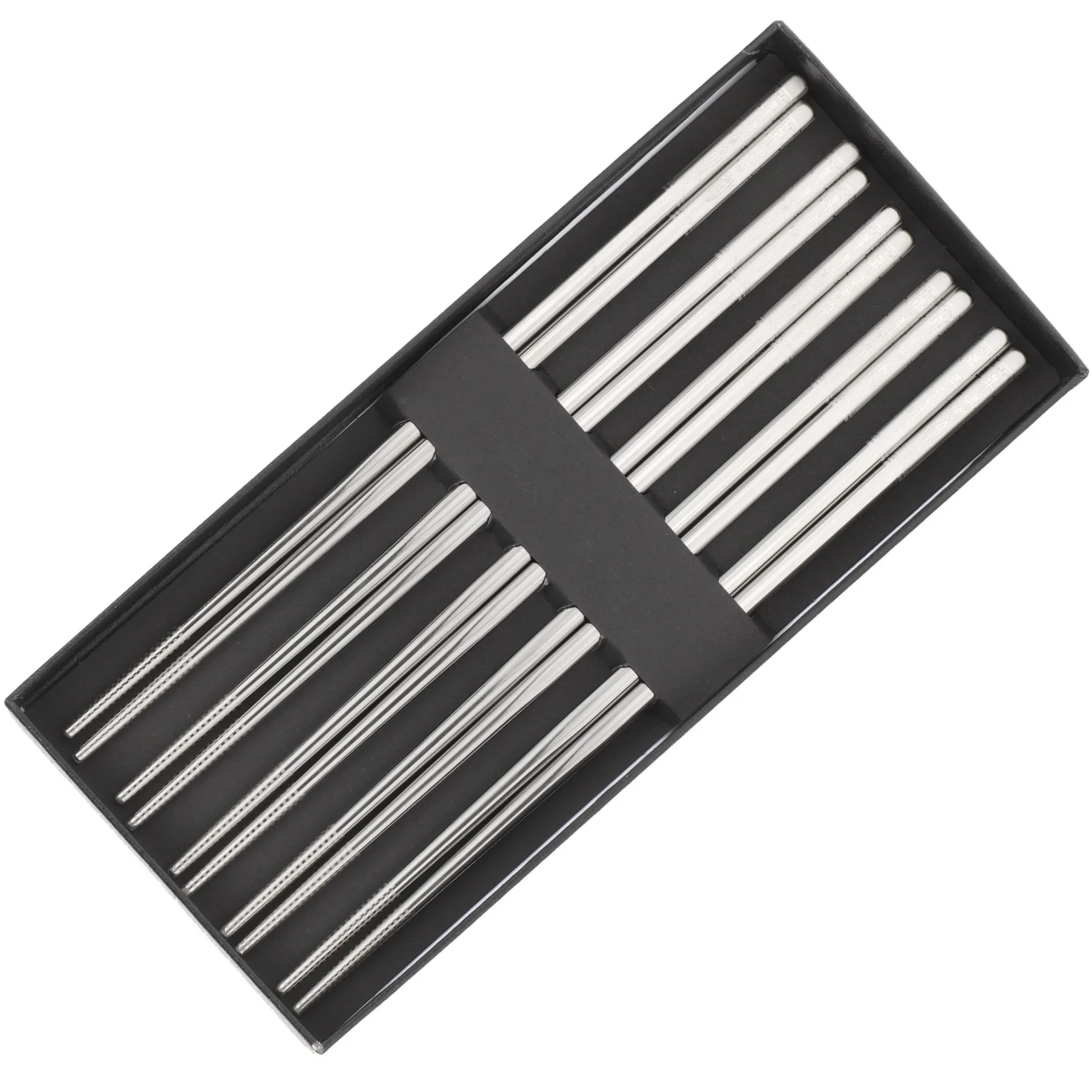 

5Pairs Stainless Steel Chopsticks Engraved Metal Reusable Tableware for Household Kitchen Camping Metal Tableware