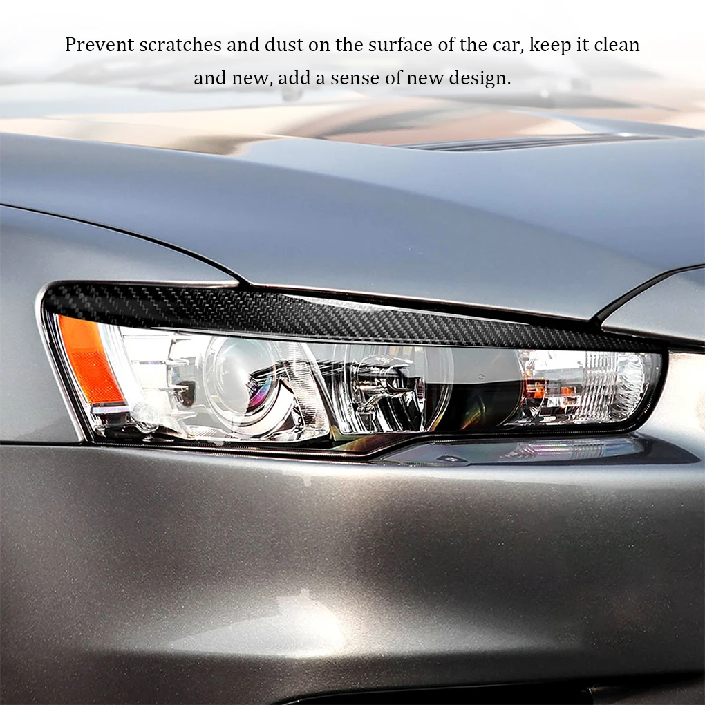 

2Pcs Stickers Carbon Fiber Trim Headlight Cover Accessories Supplies Modified Headlamp Eyebrows Decals Sticker