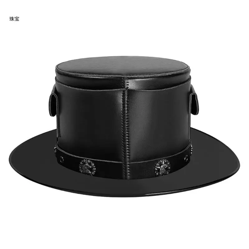 

X5QE Punk Top Hat Steampunk Knight Theme Party Costume Hat Role Play Dress Up Hat