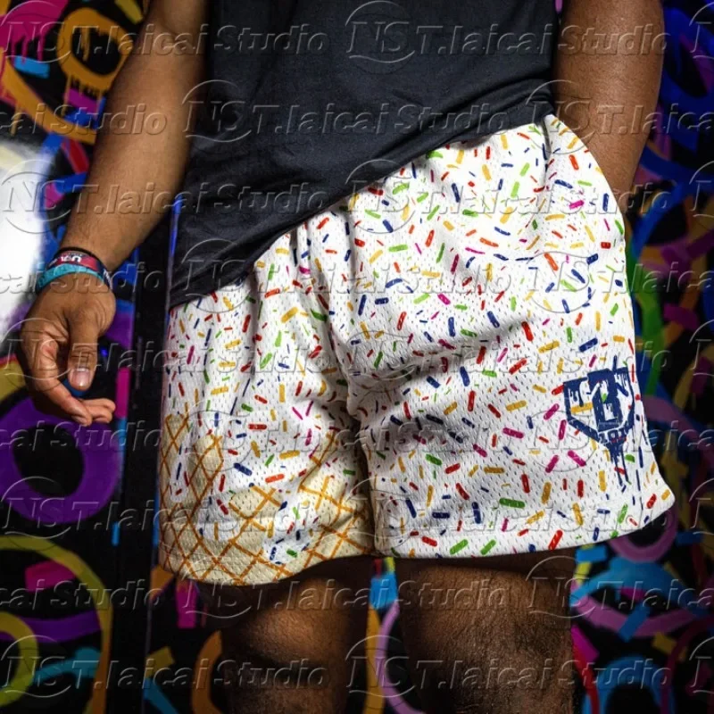 

Лето 2022, новые мужские быстросохнущие шорты с мороженым, спортивные модные трендовые баскетбольные шорты, пляжные шорты, быстросохнущие, дышащие