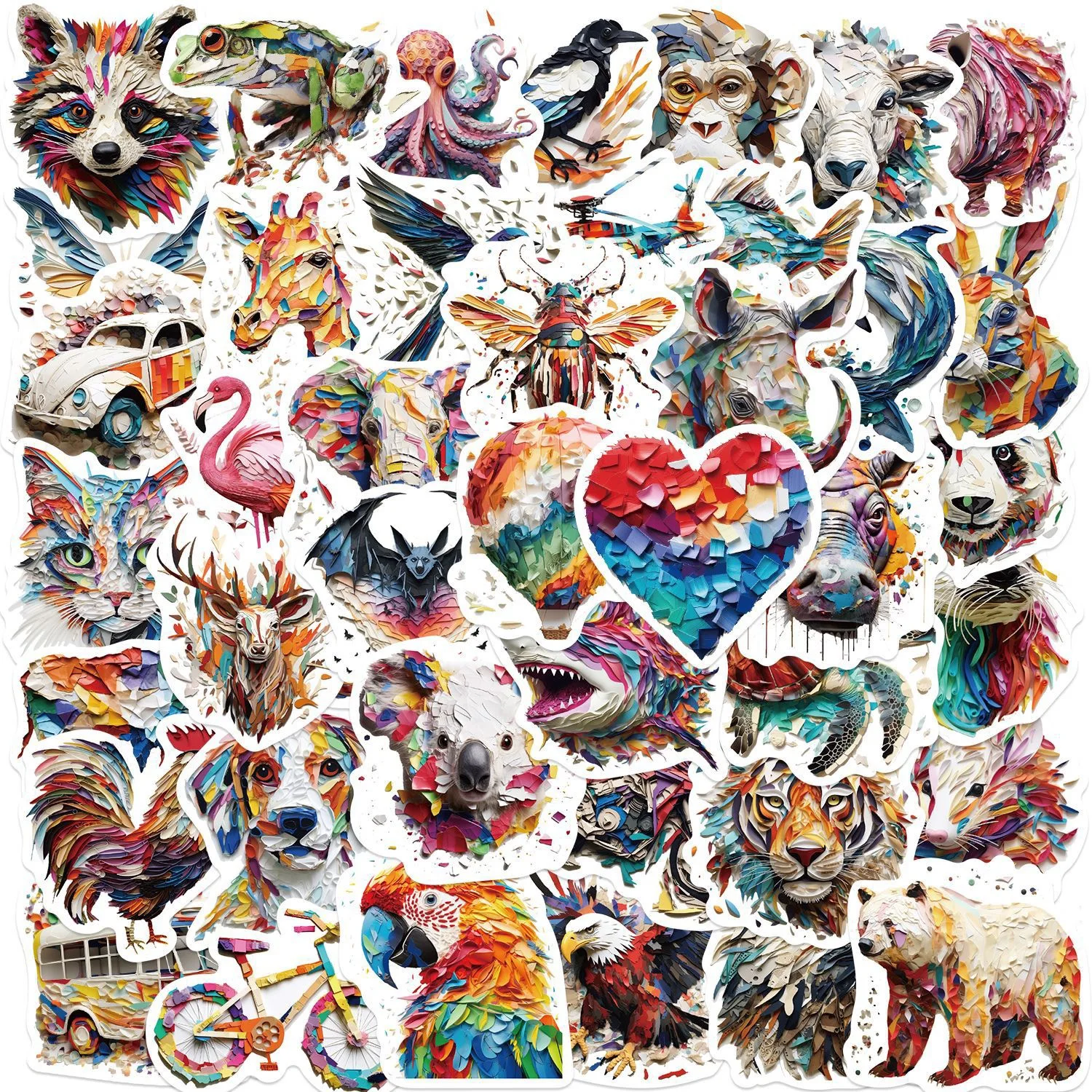 10/50PCS Color Psychedelic Animals Art Stickers Aesthetic Decals DIY Skateboard Luggage Phone Guitar Laptop Classic Toy Sticker