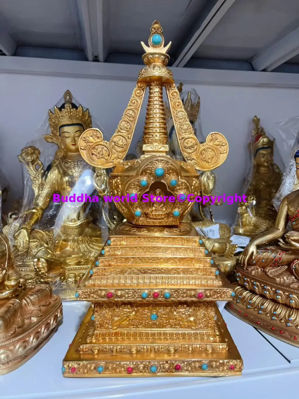 large # holy FO TA Shakyamuni Bodhi Pagoda stupa Scripture tower talisman Buddhism temple Wholesale Buddhist supplies COPPER