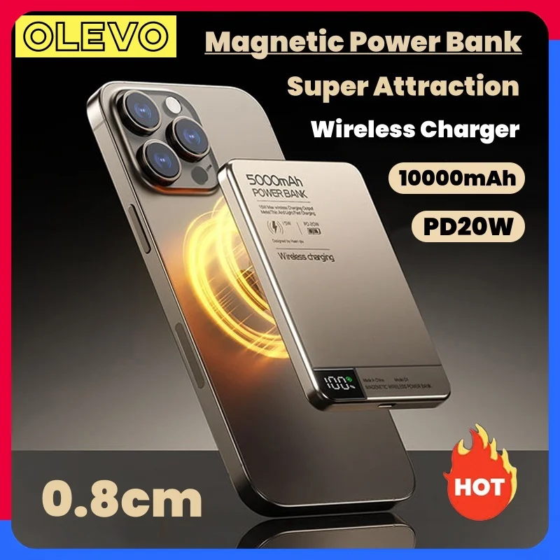 

Ultra Thin Magnetic Power Bank Travel Portable Wireless Charger For Magsafe Powerbank External Battery For iPhone Xiaomi Samsung