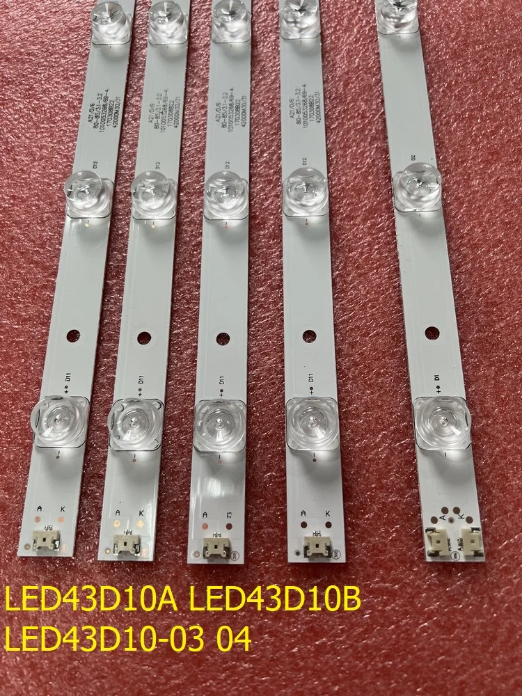 Kit 5pcs LED Backlight strip For JVC LT-43M650 LT-43M450 LE43U6500U FD4351A-LU LED43D10A LED43D10B-ZC14FG-01 LED43D10-03(A) 04