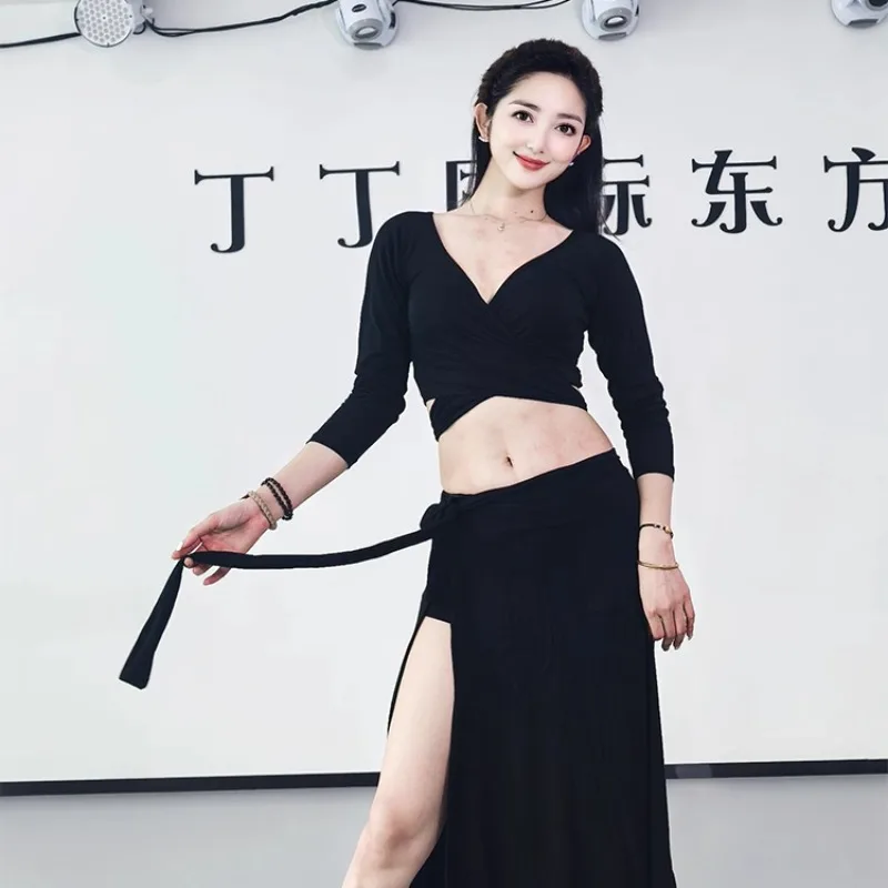 فستان ممارسة الرقص الشرقي مخصص سلسلة مشروط ربطة عنق وتنورة متوسطة متعددة الاستخدامات زي الرقص الشرقي ملابس الرقص الغريبة