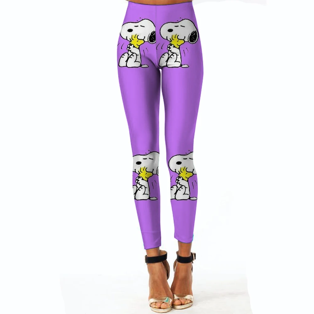 Leggings casual comodi elasticizzati slim fit da donna con stampa Snoopy primavera/estate Leggings da donna attillati rosa
