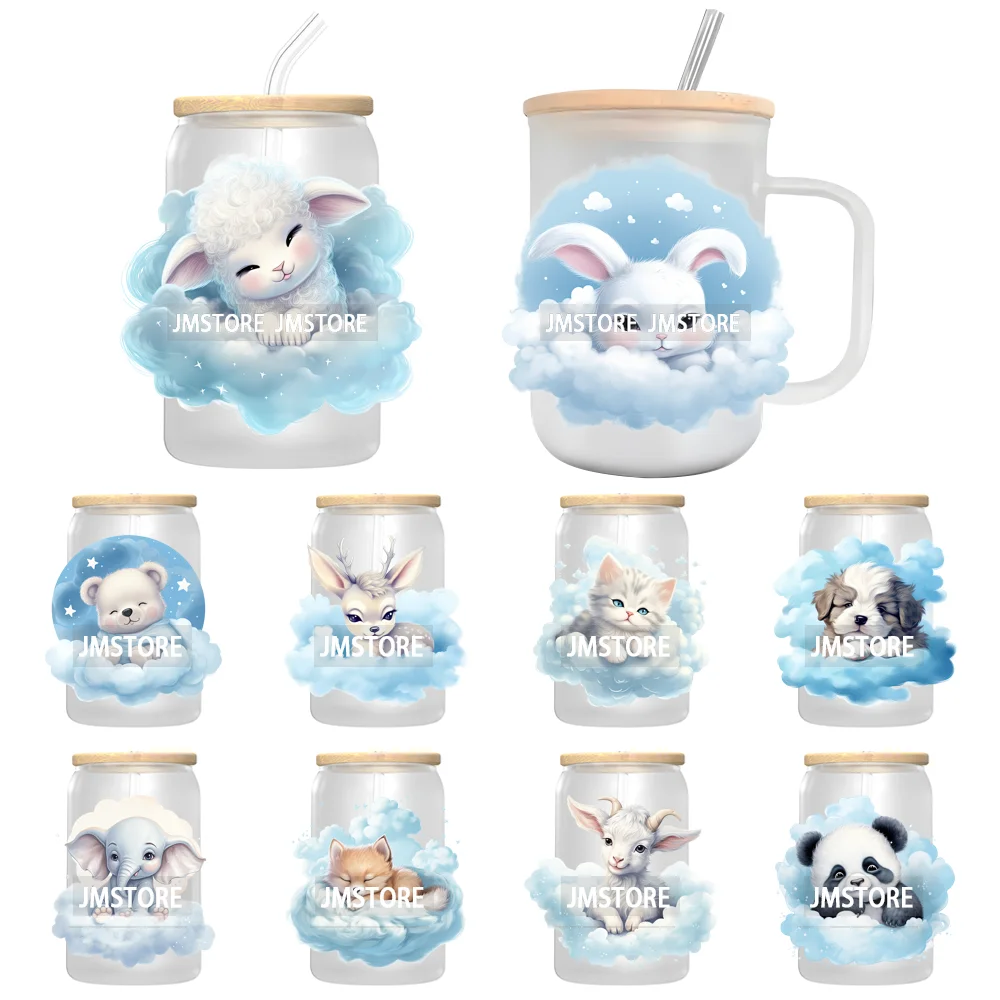 

Мечтательные спящие детские животные УФ-наклейки для Libbey, холодные чашки, кружки, стакан, переводные наклейки, водонепроницаемые принты высшего качества