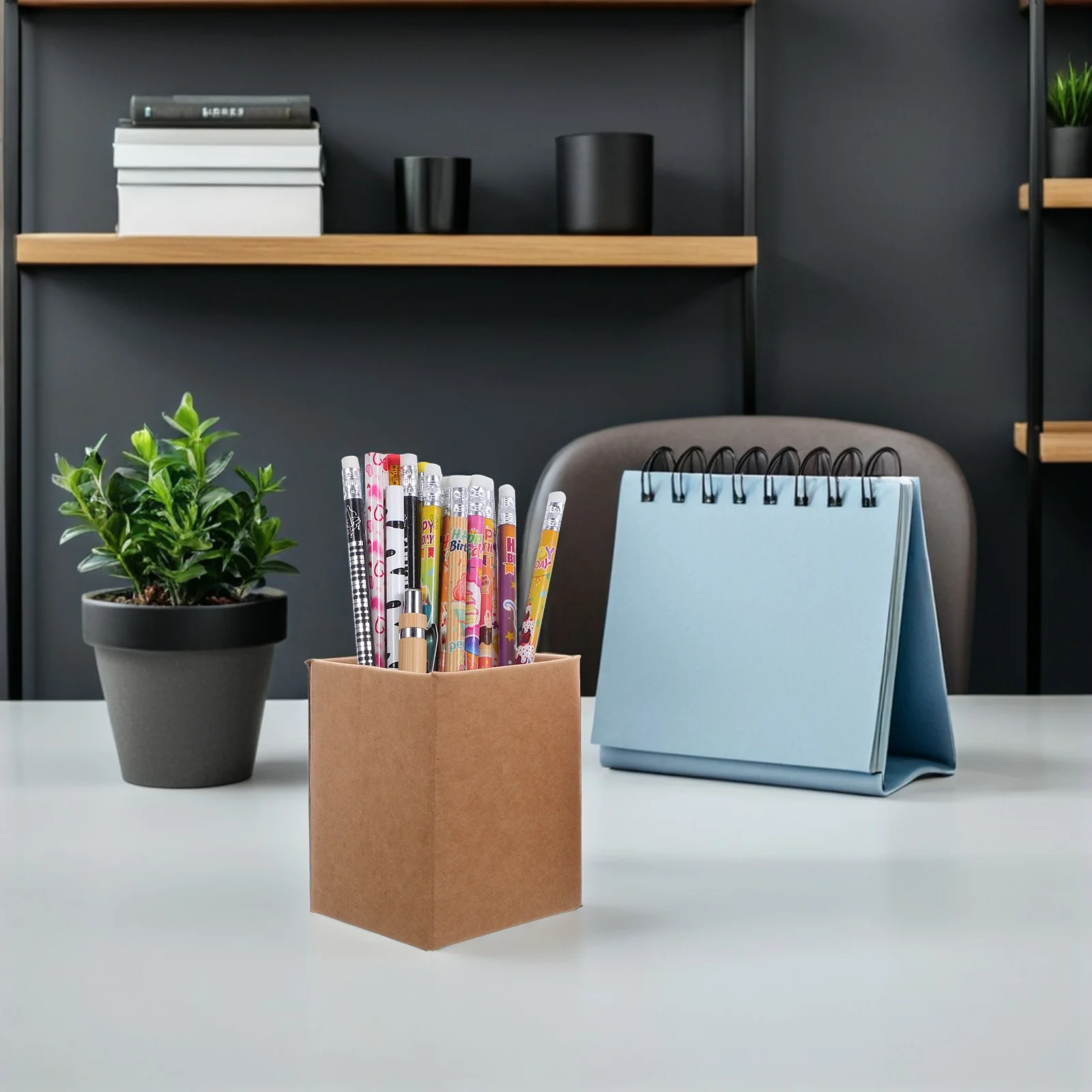 

8Pcs Desktop Pen Holder Square Paper Organizer Sturdy Non-Tip Design for Office Desk Stationery Supplies Pencil Makeup Brush