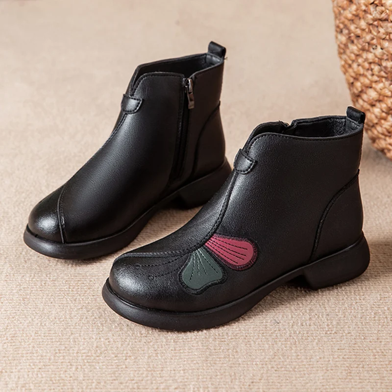 الأغنام الفراء الشتاء أحذية النساء الثلوج الأحذية الدافئة أفخم شقة السيدات حذاء من الجلد الشتاء حذاء للأمهات حجم كبير 42 D674