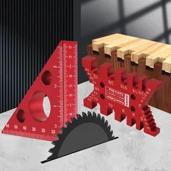 Zestaw 2 aluminiowych przyrządów do jaskółczego ogona i linijek trójkątnych - precyzyjny miernik głębokości i miernik luk czopowych do obróbki drewna