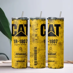 Filtr oleju silnikowego o pojemności 20 uncji Podwójnie izolowany kubek podróżny z pokrywką i słomką Caterpillar Cat Grunge Oil Gorący zimny napój Kubek do kawy.