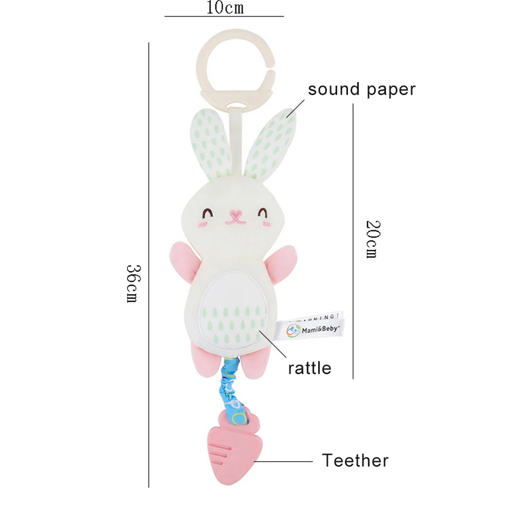 Animal Rattle Newborn Soft Stuffed Hand Grip Baby Toys Shaker Crinkle Squeaky Sensory Travel for Toddler Hanging Toy Gifts