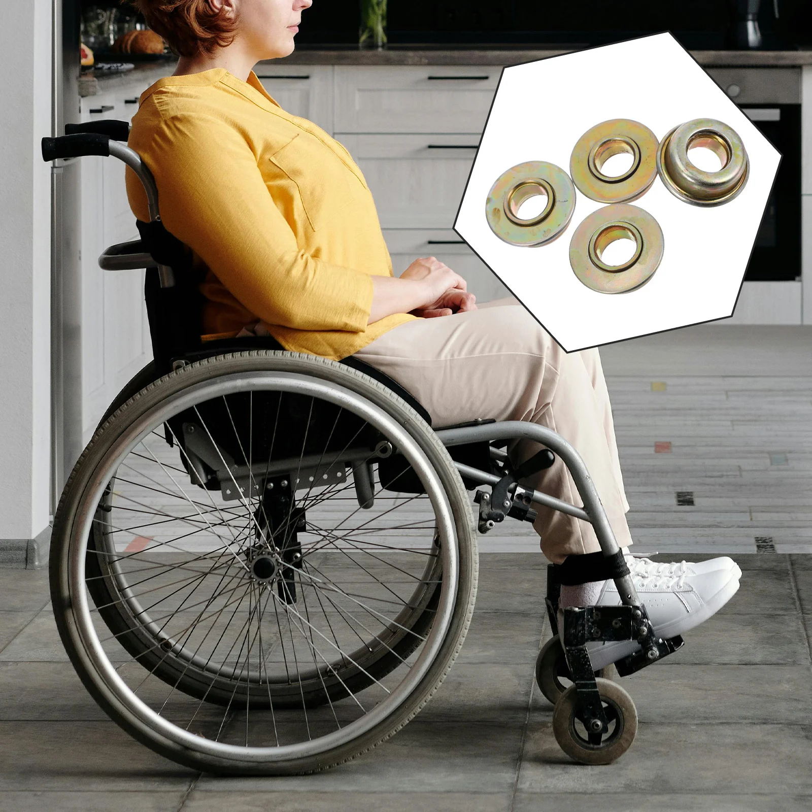 

4Pcs Wheelchair Front Fork Bearings Bearing Fork Assembly Front Wheel Stem Repair Replacement Wheelchair Bearings Parts