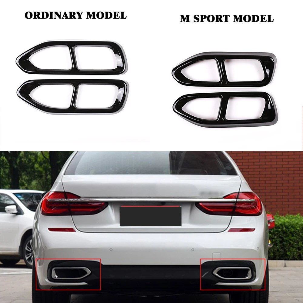 

2Pcs Glossy Black Steel Car Exhaust Muffler Pipe Tip Cover Trim For BMW 7 Series G11 G12 730 740 750li 2016-2018 Accessories