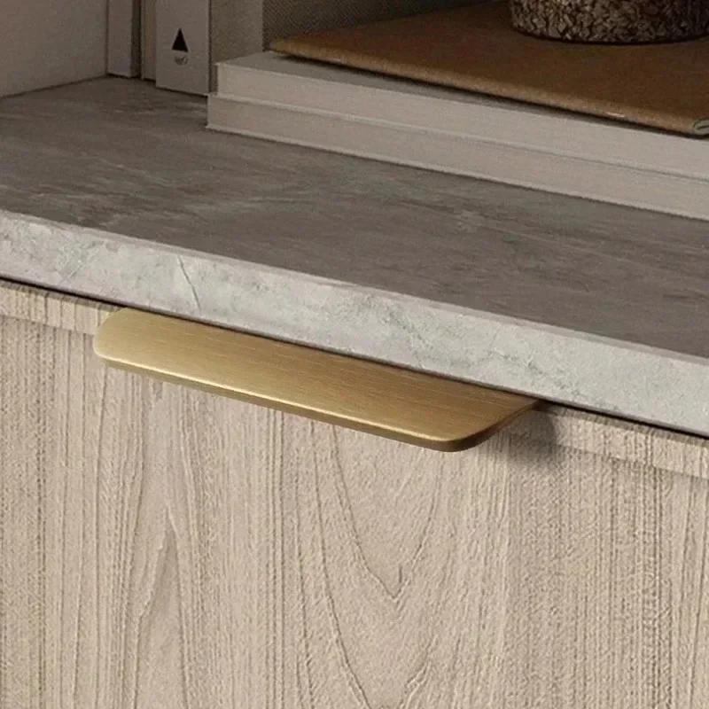 Maçaneta e maçaneta da porta do guarda-roupa, dourada, preta, escondida, maçaneta invisível, liga de alumínio, longa, armário de cozinha