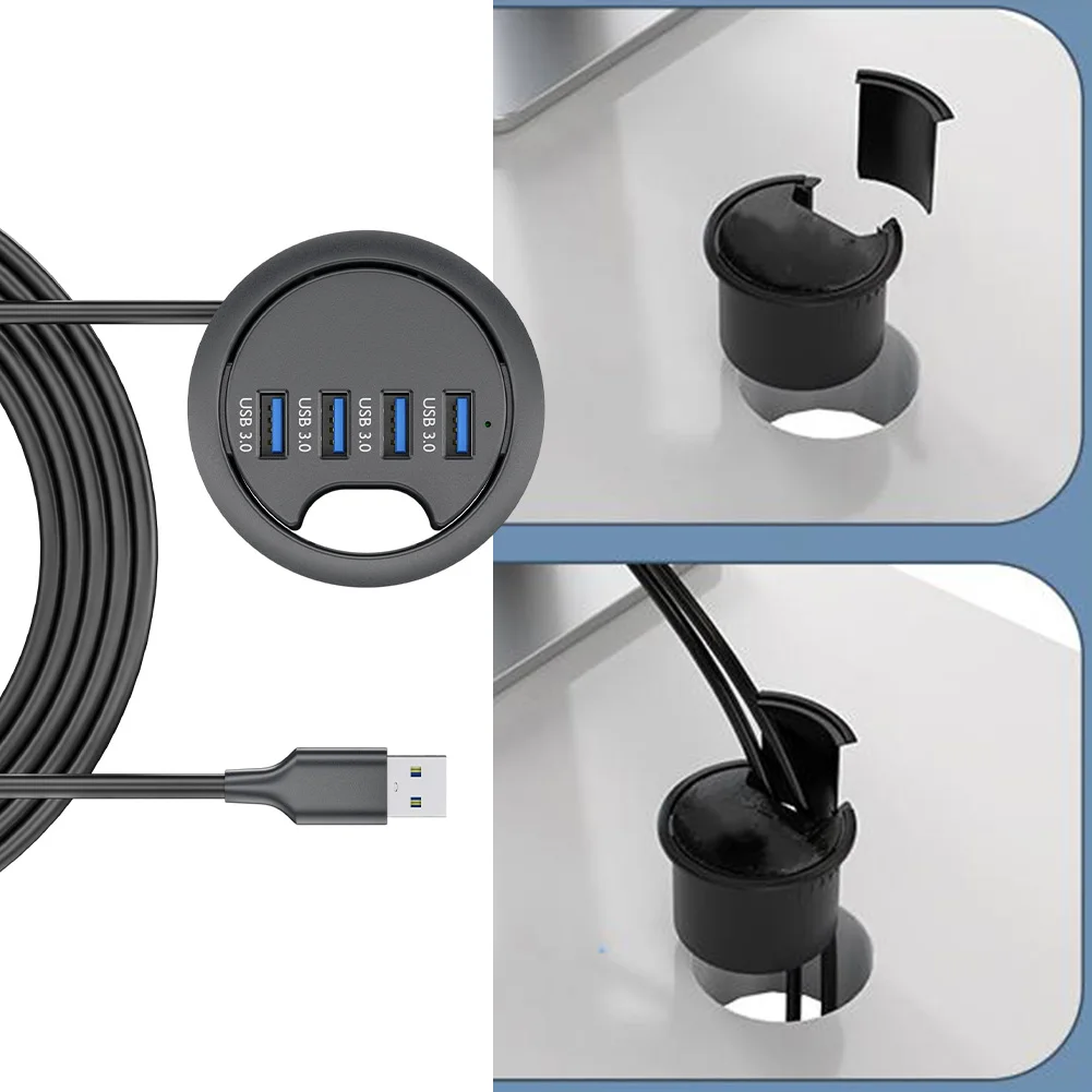 4 Port Desk Grommet Hub Desktop Grommet Hole USB 3.0 Fast 5Gbps Data Transfer For Home Improvement Accessory In Stock