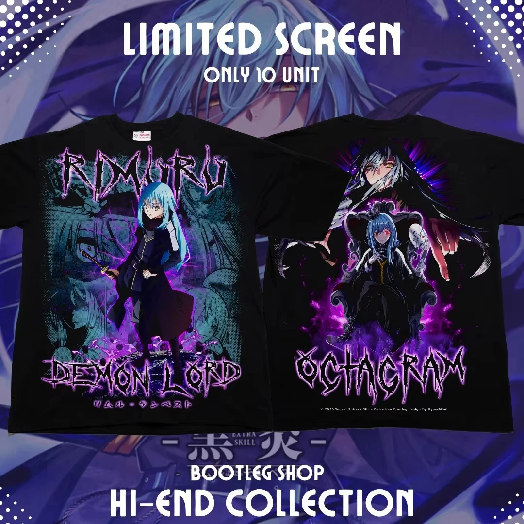 25 Summer Men's Breathable That Time I Reincarnated As Slime T-Shirt Adult M Black Short Sleeve Anime Comfortable