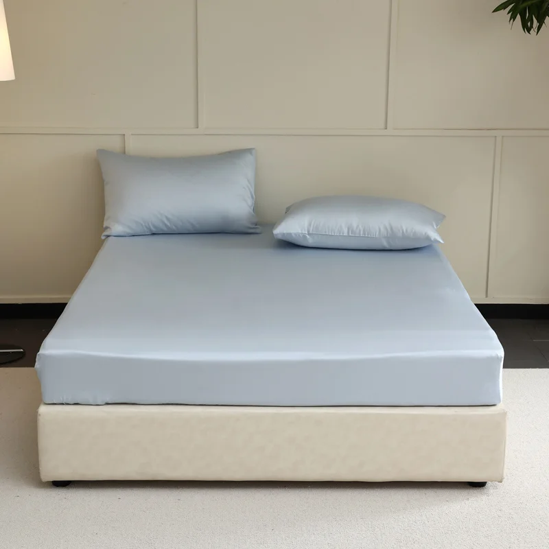 Natural 100% Mulberry Silk Fitted Sheet Luxury Mattress Cover Single Double King Queen Size High End Bed Cover Customized Size