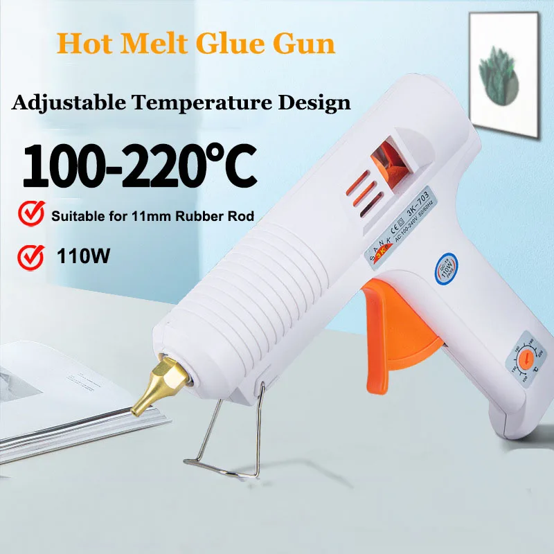 

110W Hot Melt Glue Gun Adjustable Constant Temperature Fast Heating Brass Nozzle for 11mm Glue Sticks Home DIY Craft Repair Tool