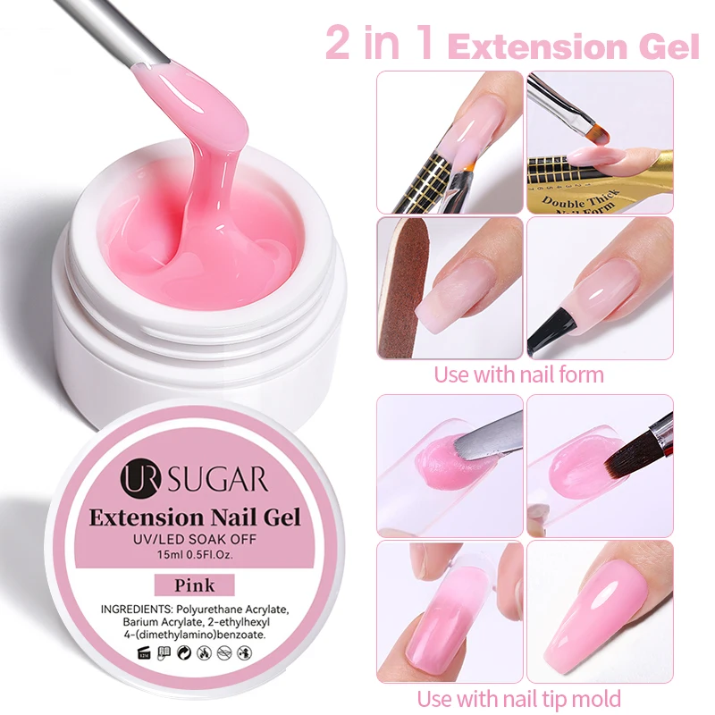 UR SUGAR 15ml Jelly Extension Nail Gel Polish UV Construction Gel Pink White Clear Soak Off Nail Art Gel Varnish Manicure