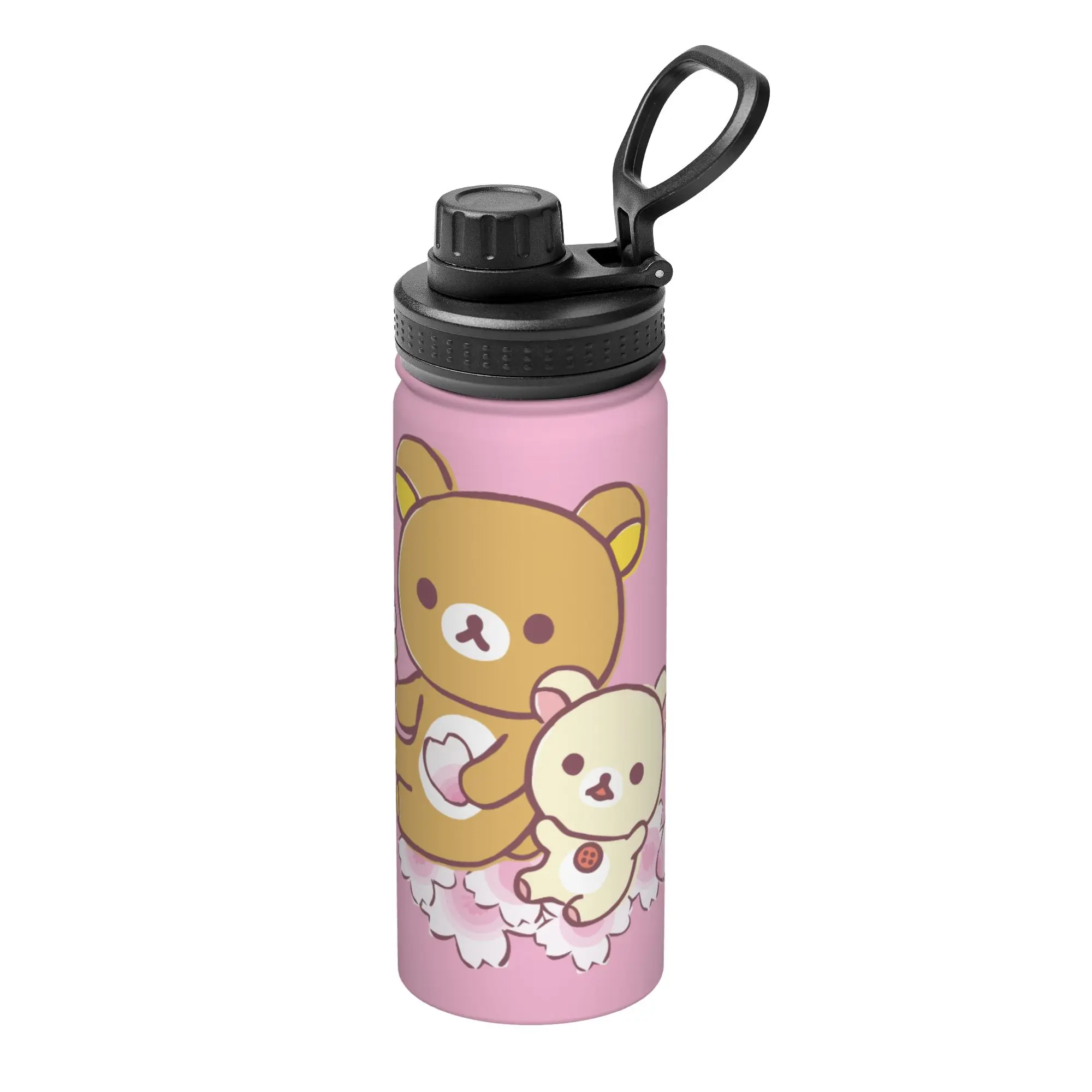Cartoon Bear Rilakkumas 18OZ Sports Insulated Kettle  Thermal Cup Vacuum Flask Car Mug Spill Proof