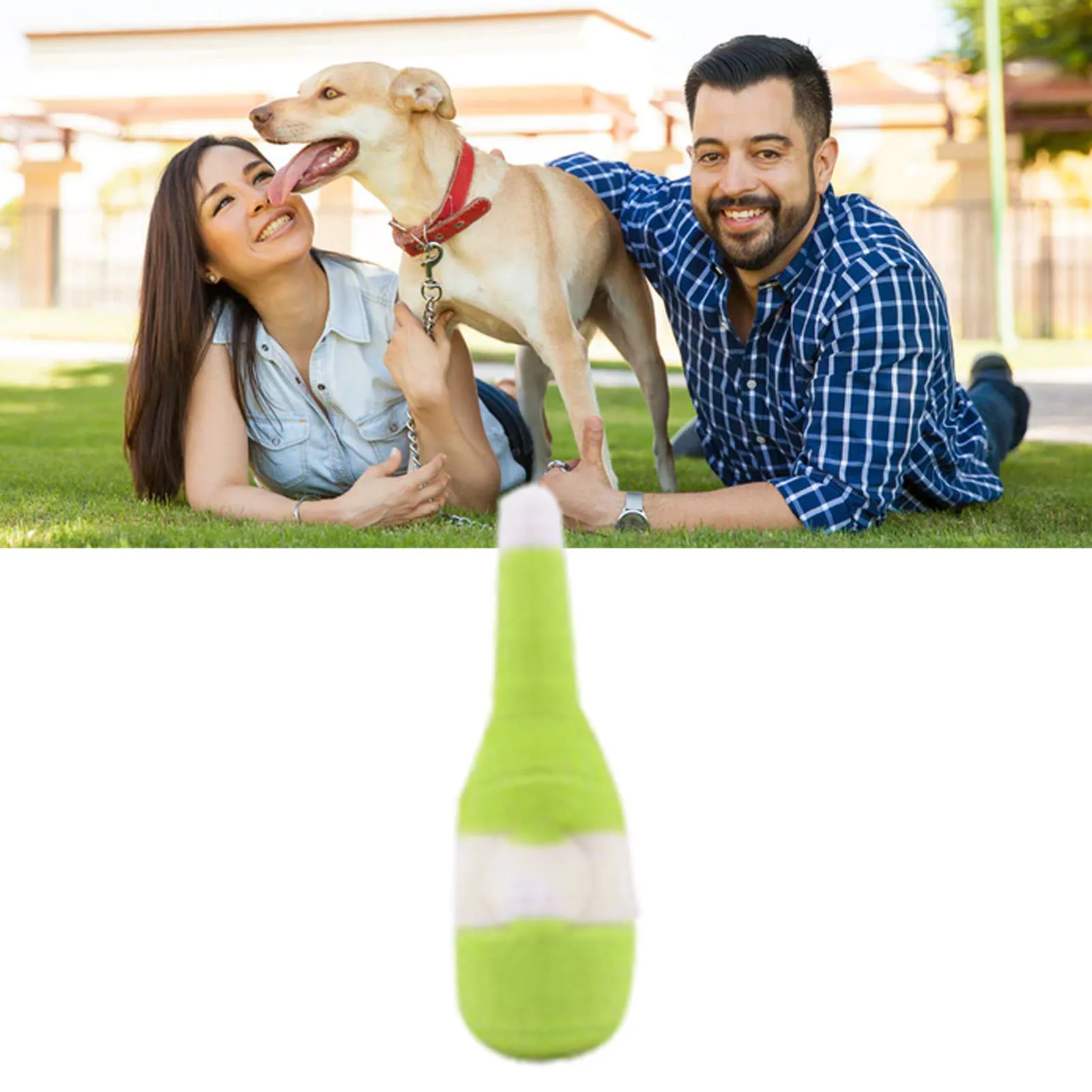 Plush Pet Toy Wine Bottle Shape Bite Resistant Boredom Relief Teeth Grinding Dog Chewing Toy Sky Blue