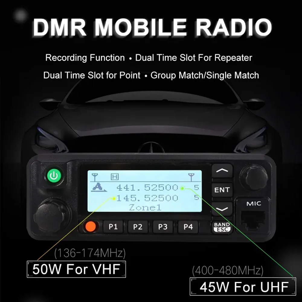 Profession elle digitale mobile transceiver radio aes 256 50w vhf uhf hoch leistungs fahrzeug montiert tyt md9600 MD-9600