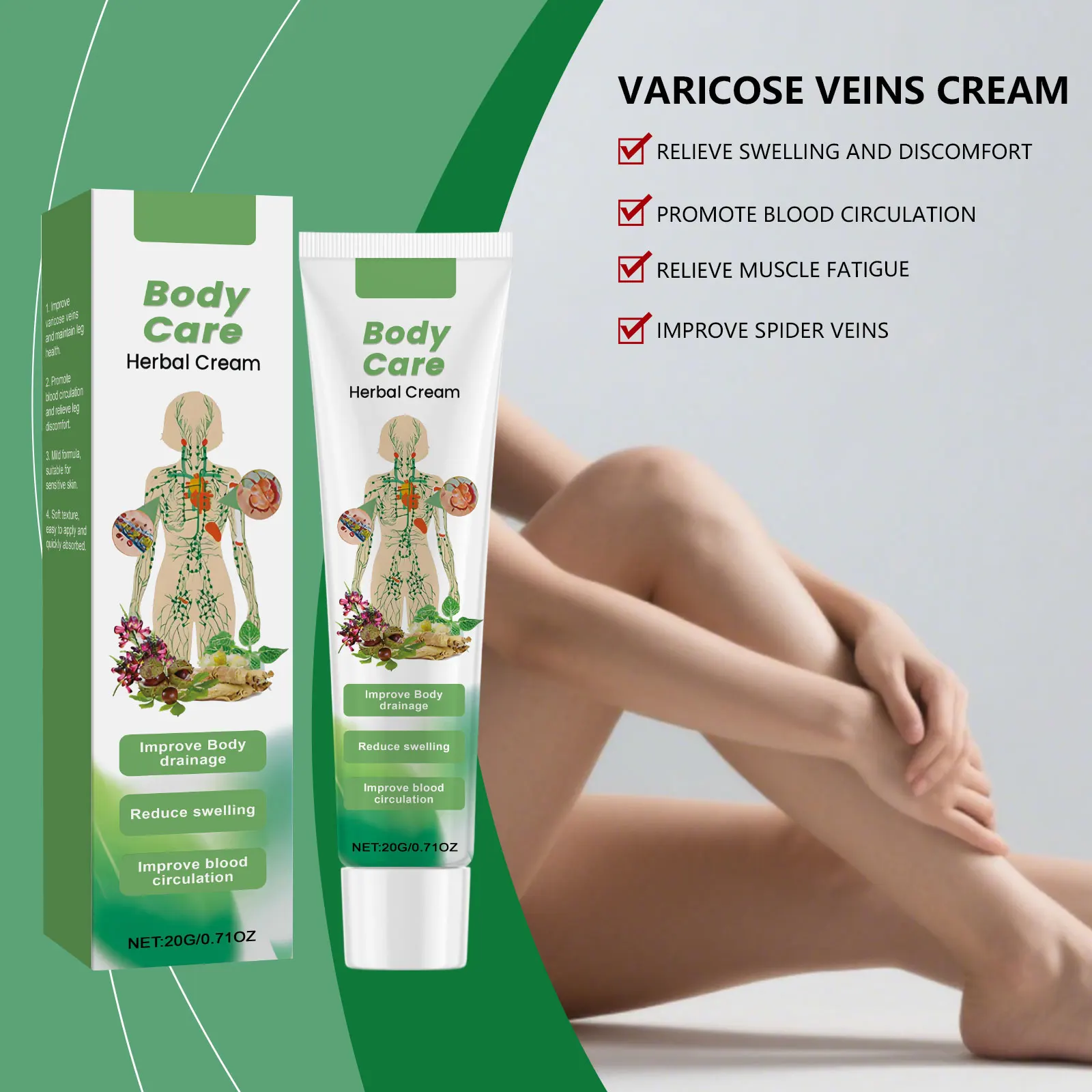 

Herbal Leg Care Cream Gentle Nourishing Moisturizing Daily Body Massage Balm Soothing Repairing External Use For Leg Skin Care