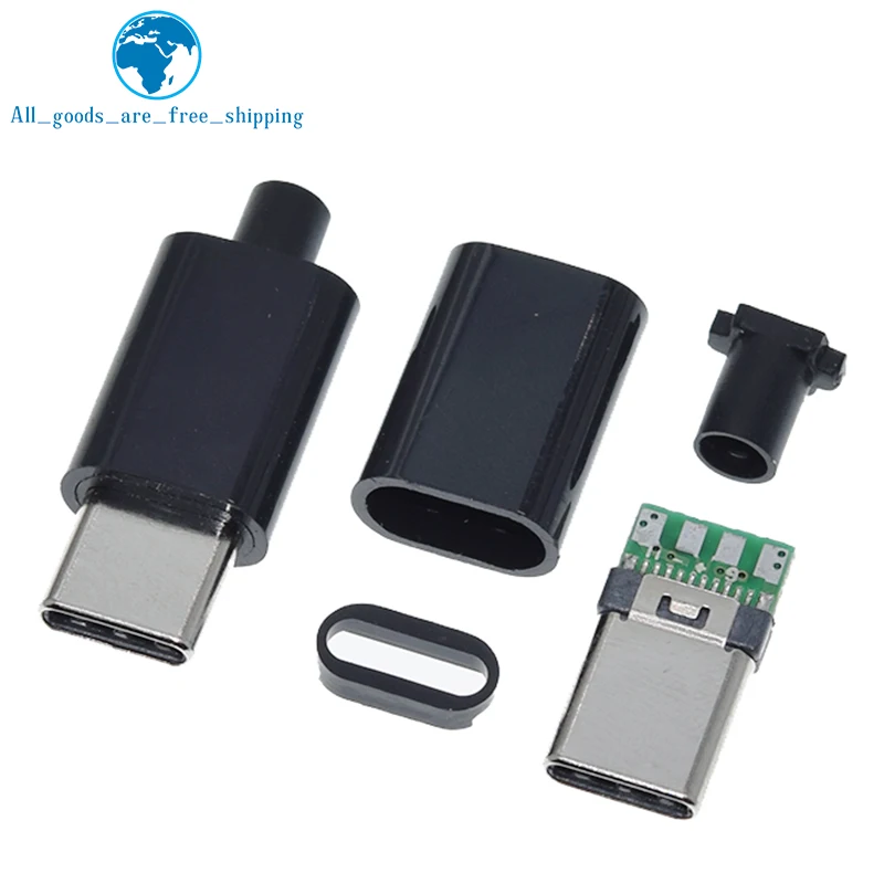 Conectores Micro USB Tipo-C, macho Jack Cauda Plug, Terminais elétricos, Case Connector, Telefone, 1 Conjunto, 5Set