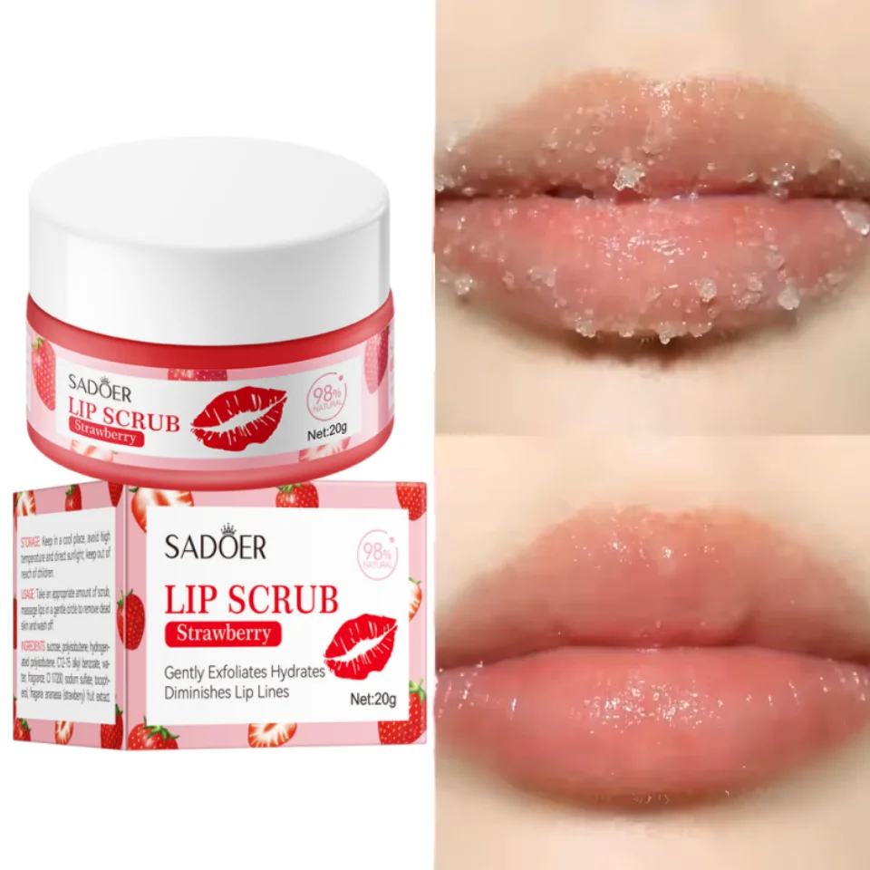 

Strawberry Lip Scrub Removes Dead Skin Cuticle Lightens Lip Lines Brightens Lip Color Smooths Moisturize Soften Pink Lips Makeup