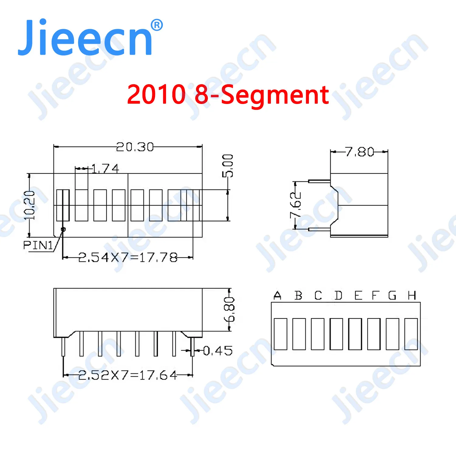 30/50PCS LED Bar graph Light 8-segment 10-segment 2010 2510 Yellow Blue Pure green Red White Bargraph color display multi color image 3