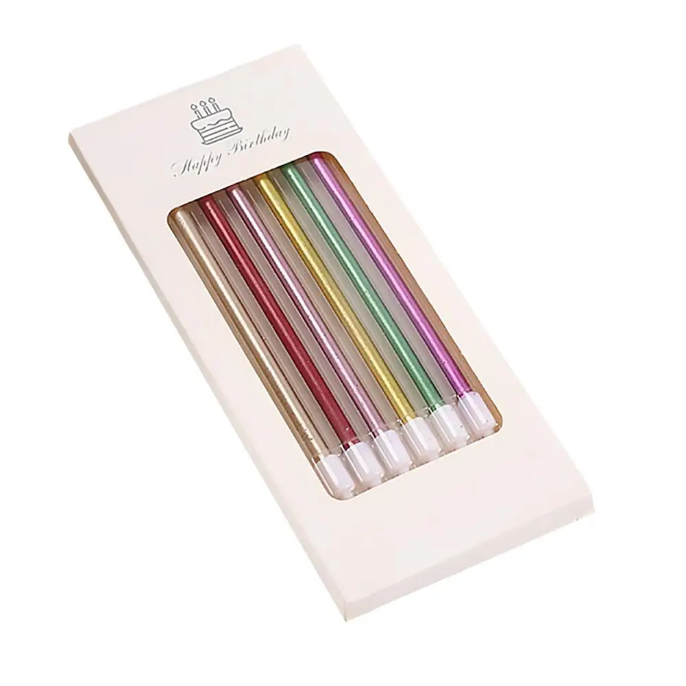 1 Box Of 6 Pcs Long Pencil Birthday Cake Candle Wedding Home Cupcake Candle Wax Decoration Supplies L7o8