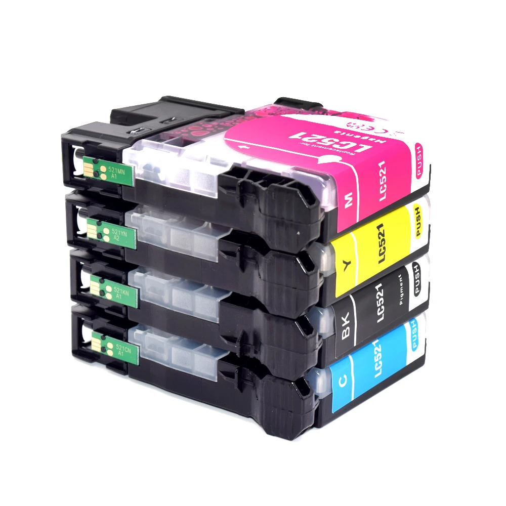 Europe LC521 521 Compatible Inkjet Ink Cartridge For Brother DCP J1260W J1310DW J1360DW J1460DW 1260 1310 1360 1460 Printer