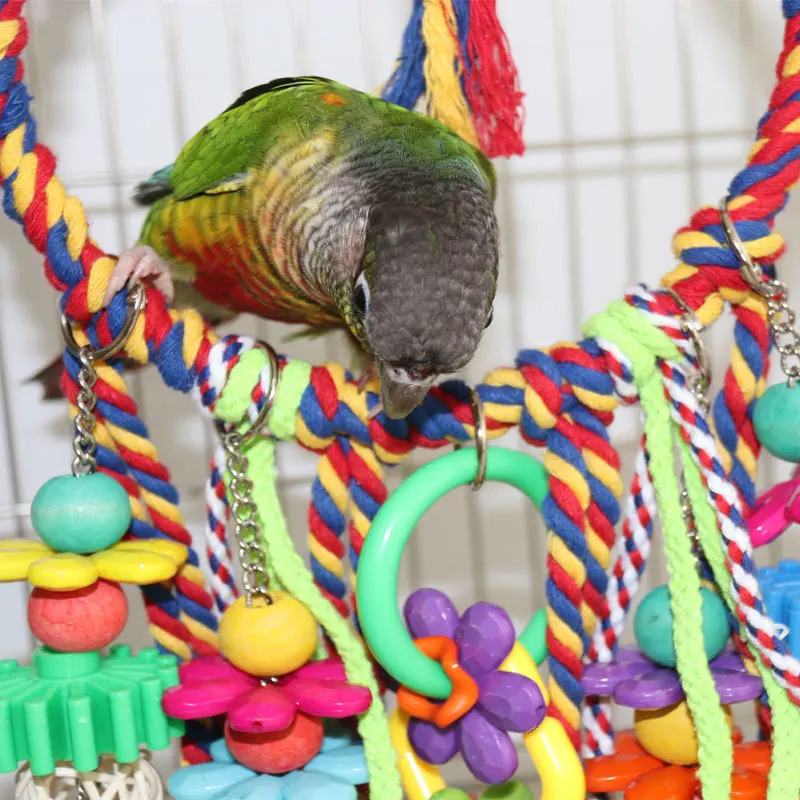 Bird toys, bird supplies, hanging rings, swings, wooden plastic cotton ropes, parrot bite toys