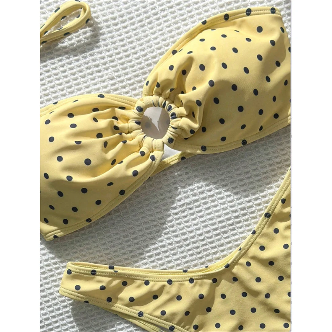 XS - L Polka Dot Bandeau Bikini Women Swimwear Female Swimsuit Two-Pieces Bikini Set Brazilian Bather Bathing Suit Swim V8024 – Detail 6