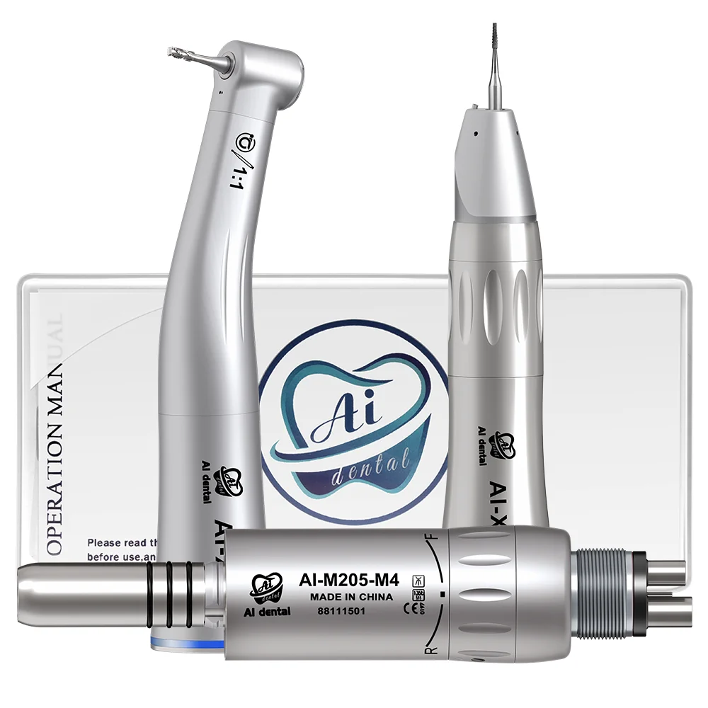 AI-M205S Inner water spray electric micromotor 1:1 dental low speed handpiece contra angle and straight instrument set