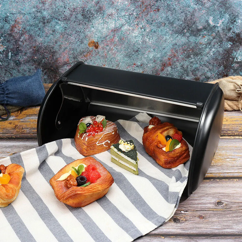 

Bakery Bread Box Multipurpose Storage Black Airtight Fashionable Creative Wide Base Compressive Strength